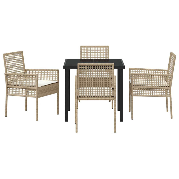 Have Spisebordssæt med pude 5 pcs Beige polyrattan