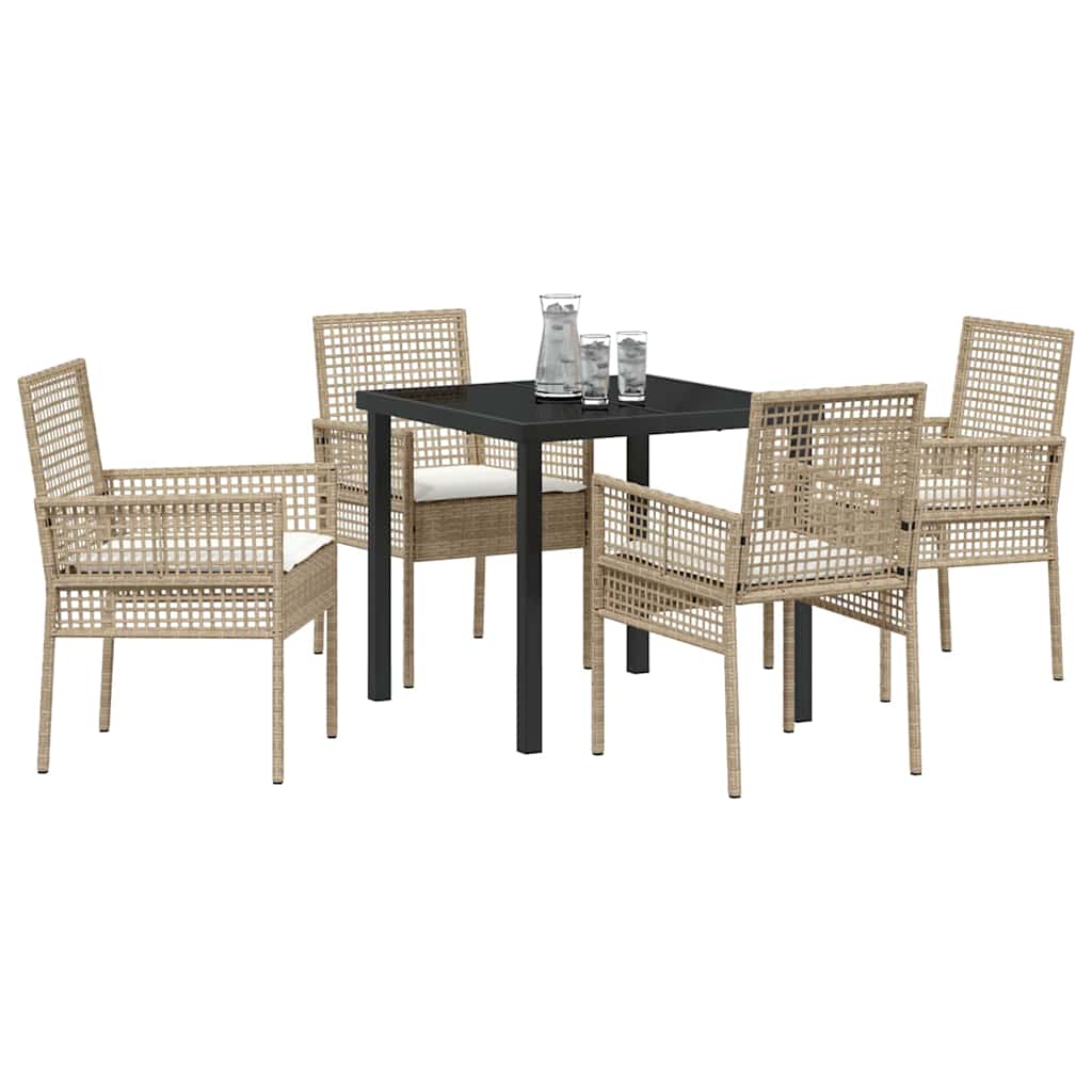 Have Spisebordssæt med pude 5 pcs Beige polyrattan