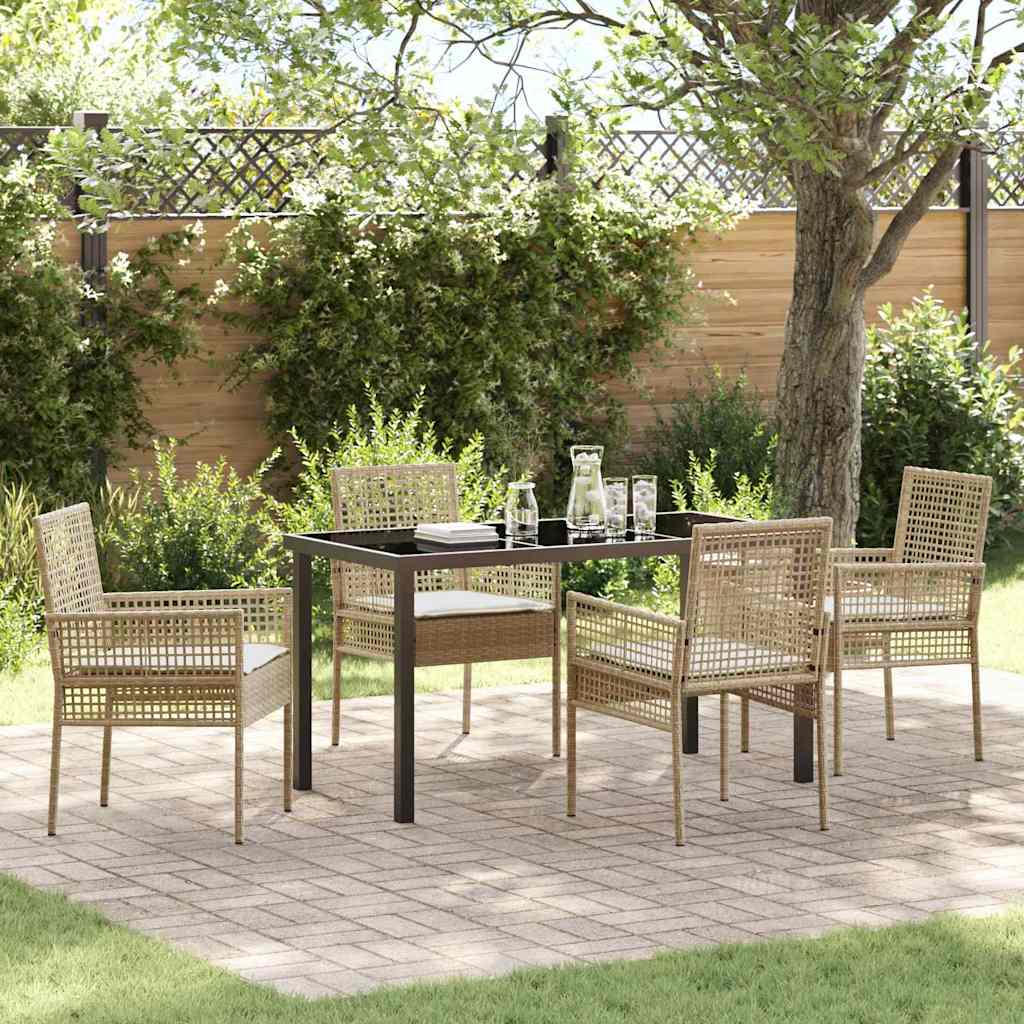 Have Spisebordssæt med pude 5 pcs Beige polyrattan