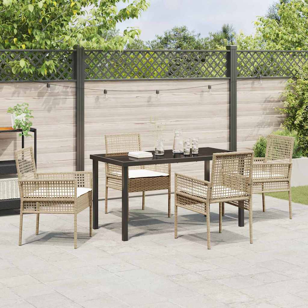 Have Spisebordssæt med pude 5 pcs Beige polyrattan