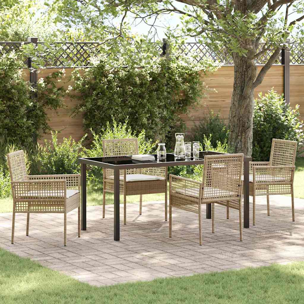 Have Spisebordssæt med pude 5 pcs Beige polyrattan