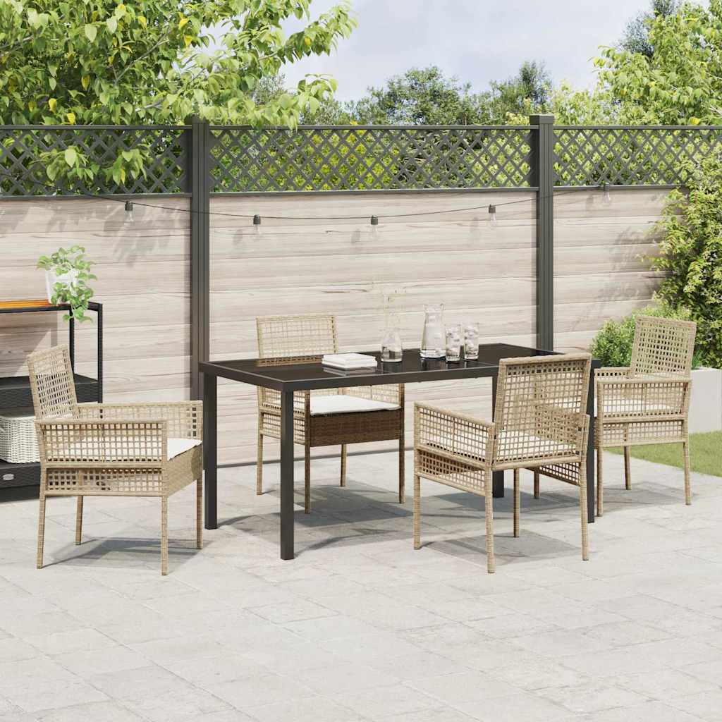 Have Spisebordssæt med pude 5 pcs Beige polyrattan