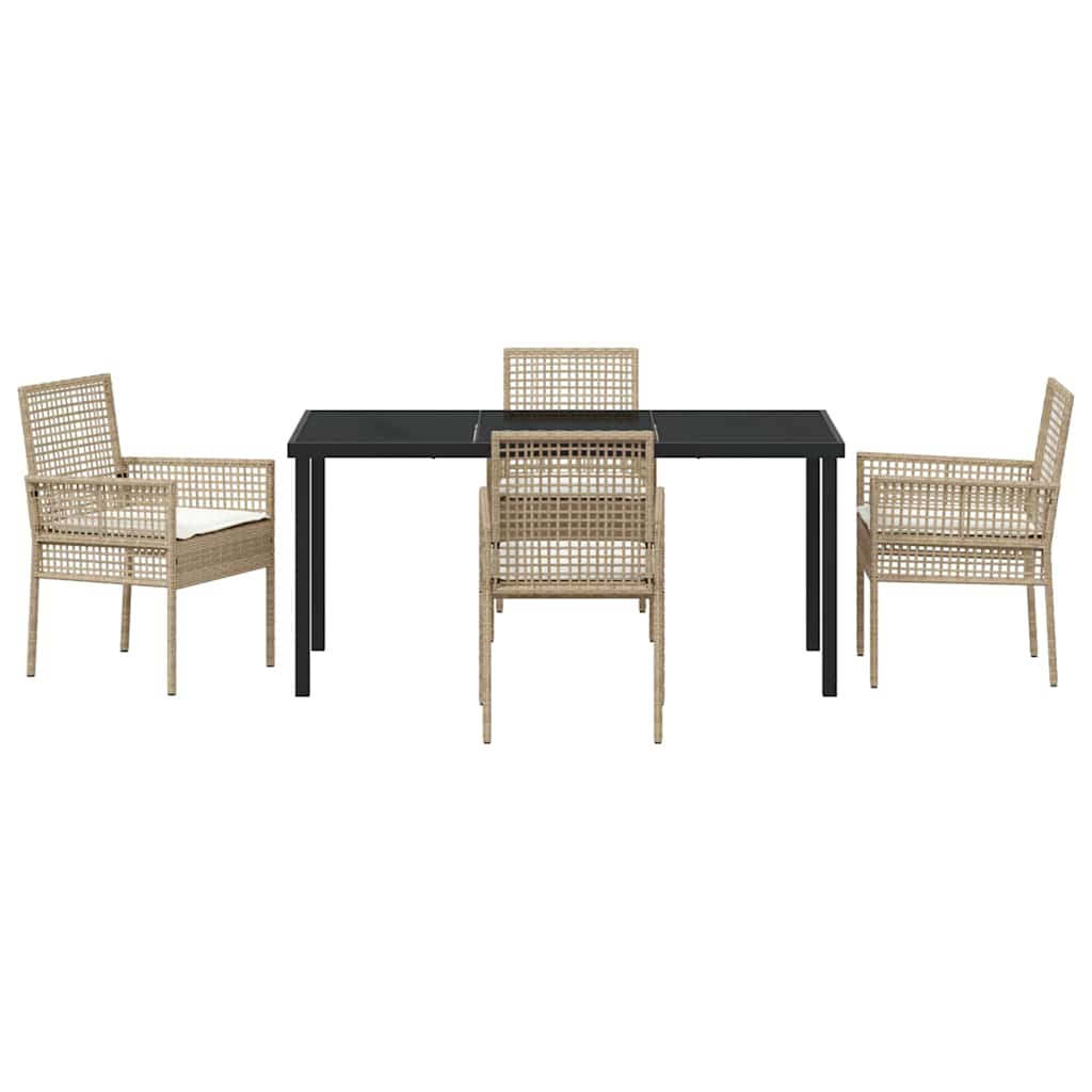Have Spisebordssæt med pude 5 pcs Beige polyrattan