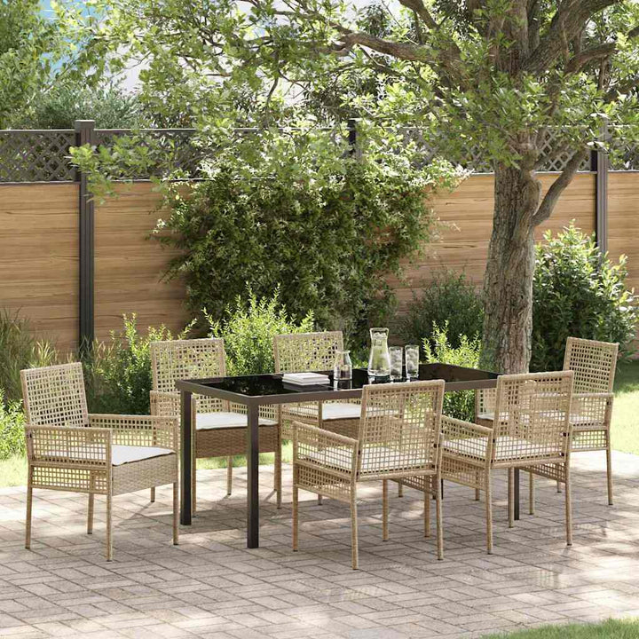 Have Spisebordssæt med pude 7 pcs Beige polyrattan