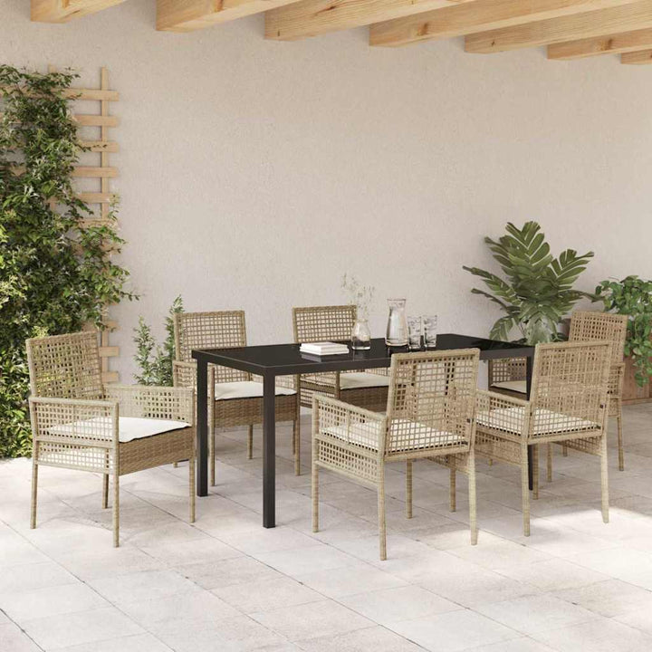 Have Spisebordssæt med pude 7 pcs Beige polyrattan