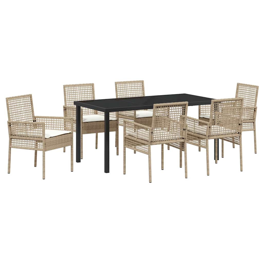 Have Spisebordssæt med pude 7 pcs Beige polyrattan