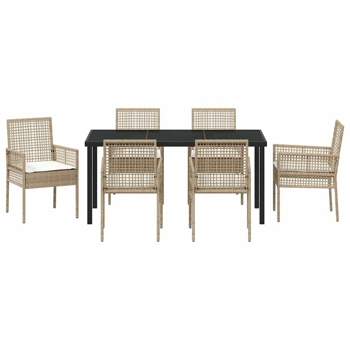 Have Spisebordssæt med pude 7 pcs Beige polyrattan