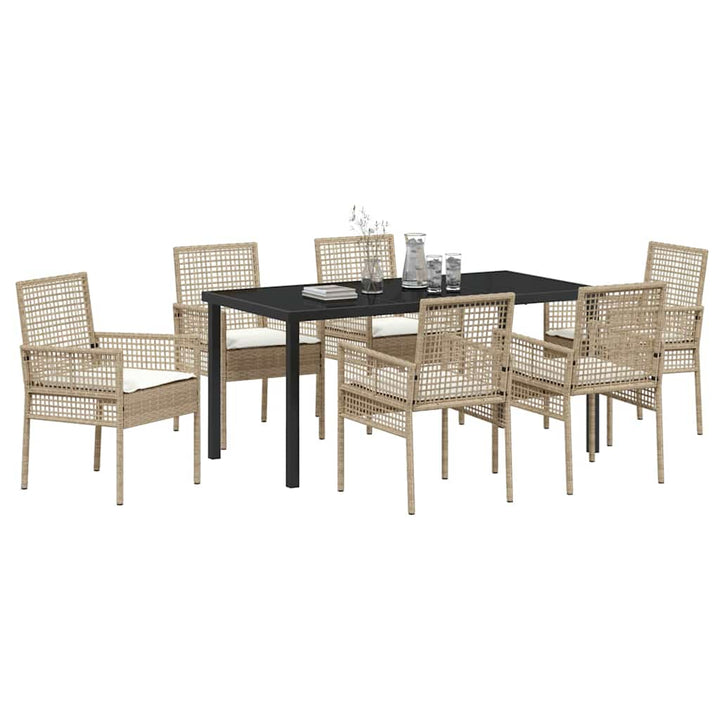 Have Spisebordssæt med pude 7 pcs Beige polyrattan