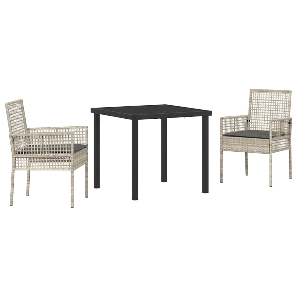 Have Spisebordssæt med pude 3 pcs Lysegrå polyrattan