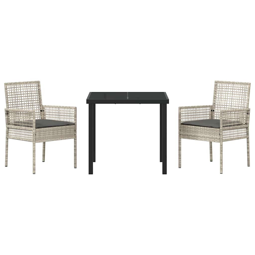 Have Spisebordssæt med pude 3 pcs Lysegrå polyrattan