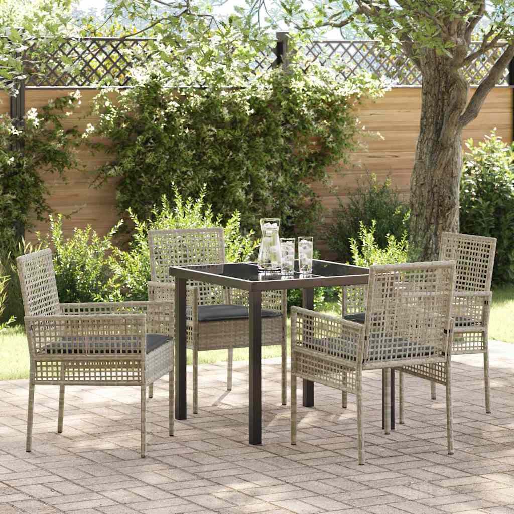 Have Spisebordssæt med pude 5 pcs Lysegrå polyrattan