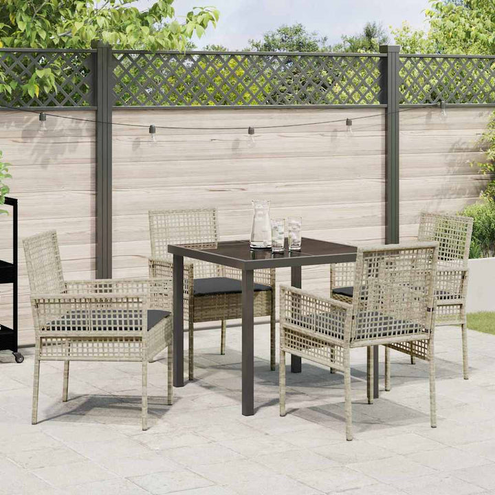 Have Spisebordssæt med pude 5 pcs Lysegrå polyrattan