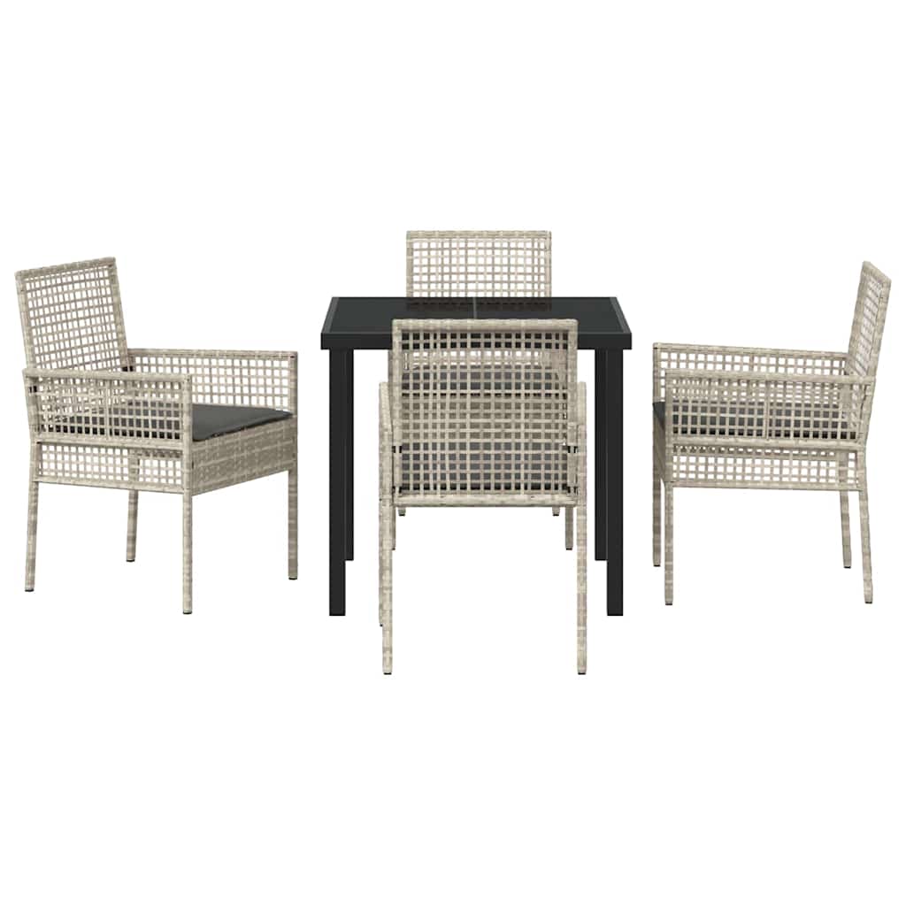 Have Spisebordssæt med pude 5 pcs Lysegrå polyrattan