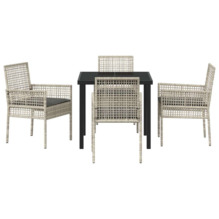 Have Spisebordssæt med pude 5 pcs Lysegrå polyrattan