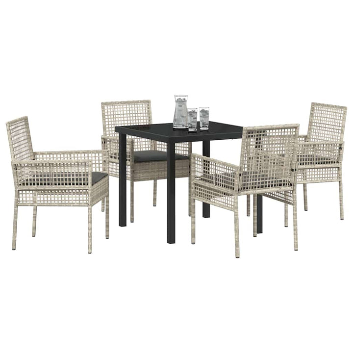 Have Spisebordssæt med pude 5 pcs Lysegrå polyrattan