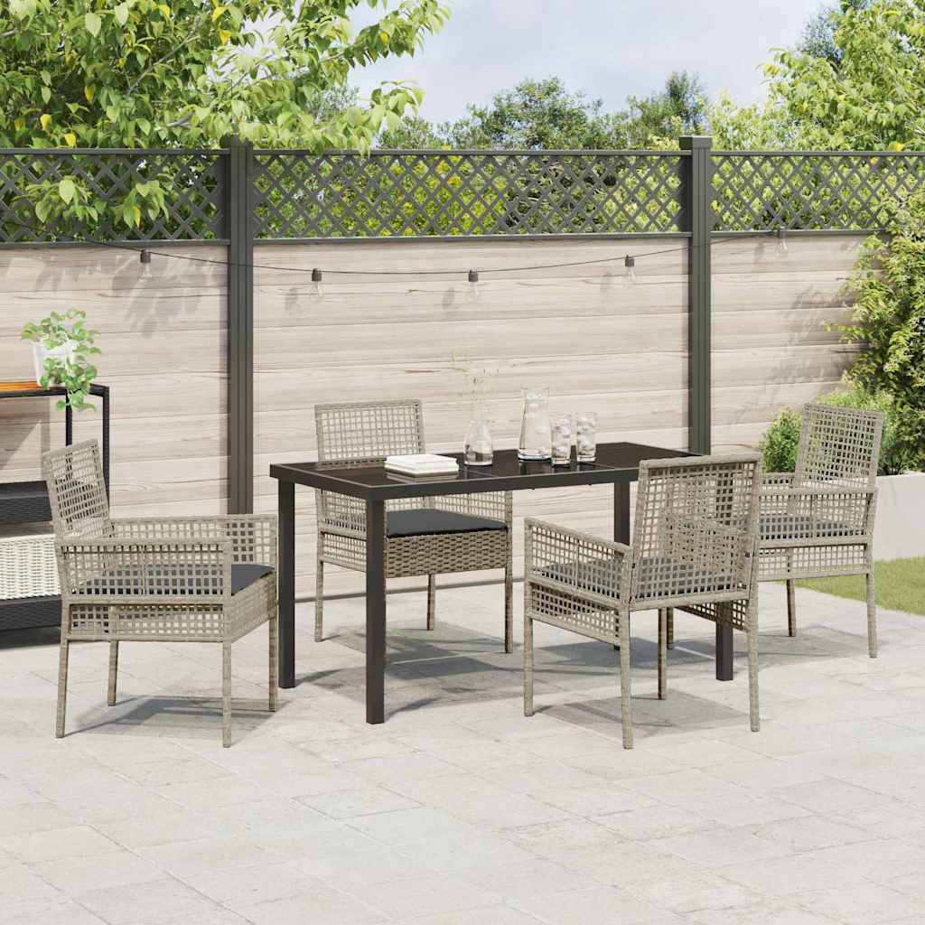 Have Spisebordssæt med pude 5 pcs Lysegrå polyrattan