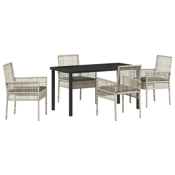 Have Spisebordssæt med pude 5 pcs Lysegrå polyrattan