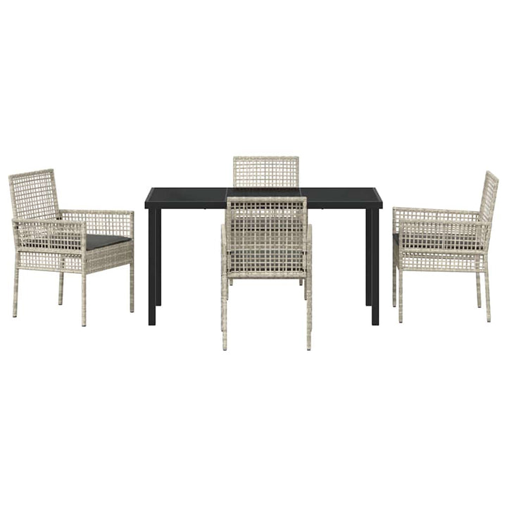 Have Spisebordssæt med pude 5 pcs Lysegrå polyrattan