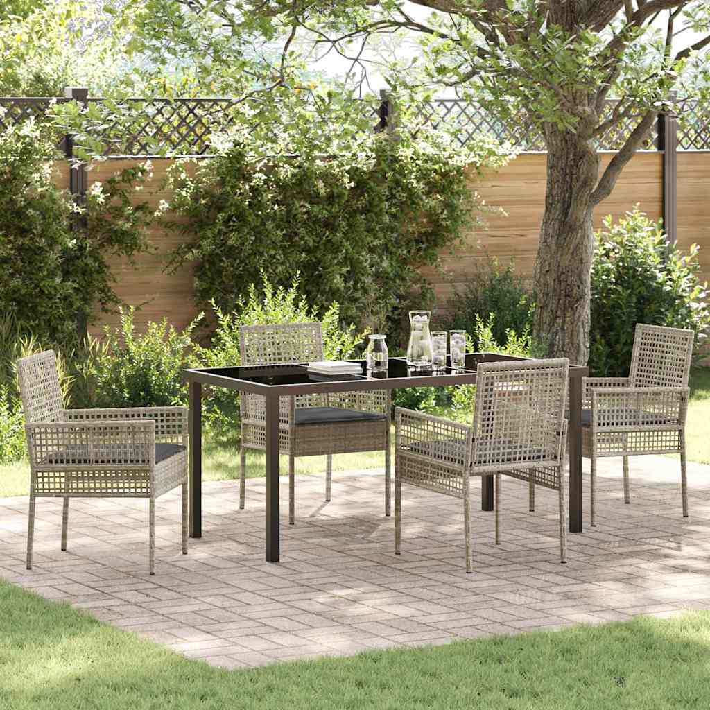 Have Spisebordssæt med pude 5 pcs Lysegrå polyrattan