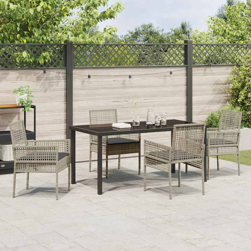Have Spisebordssæt med pude 5 pcs Lysegrå polyrattan