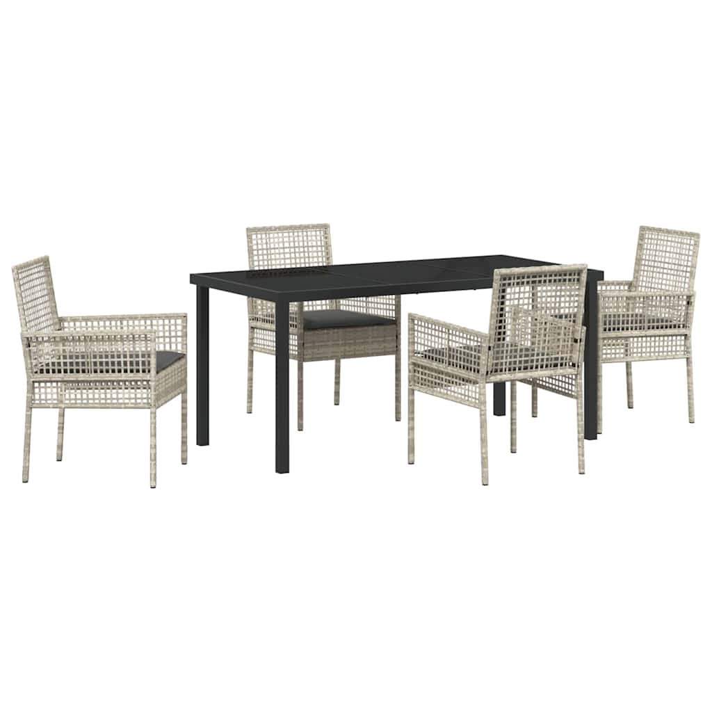 Have Spisebordssæt med pude 5 pcs Lysegrå polyrattan