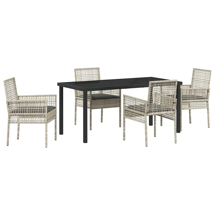 Have Spisebordssæt med pude 5 pcs Lysegrå polyrattan
