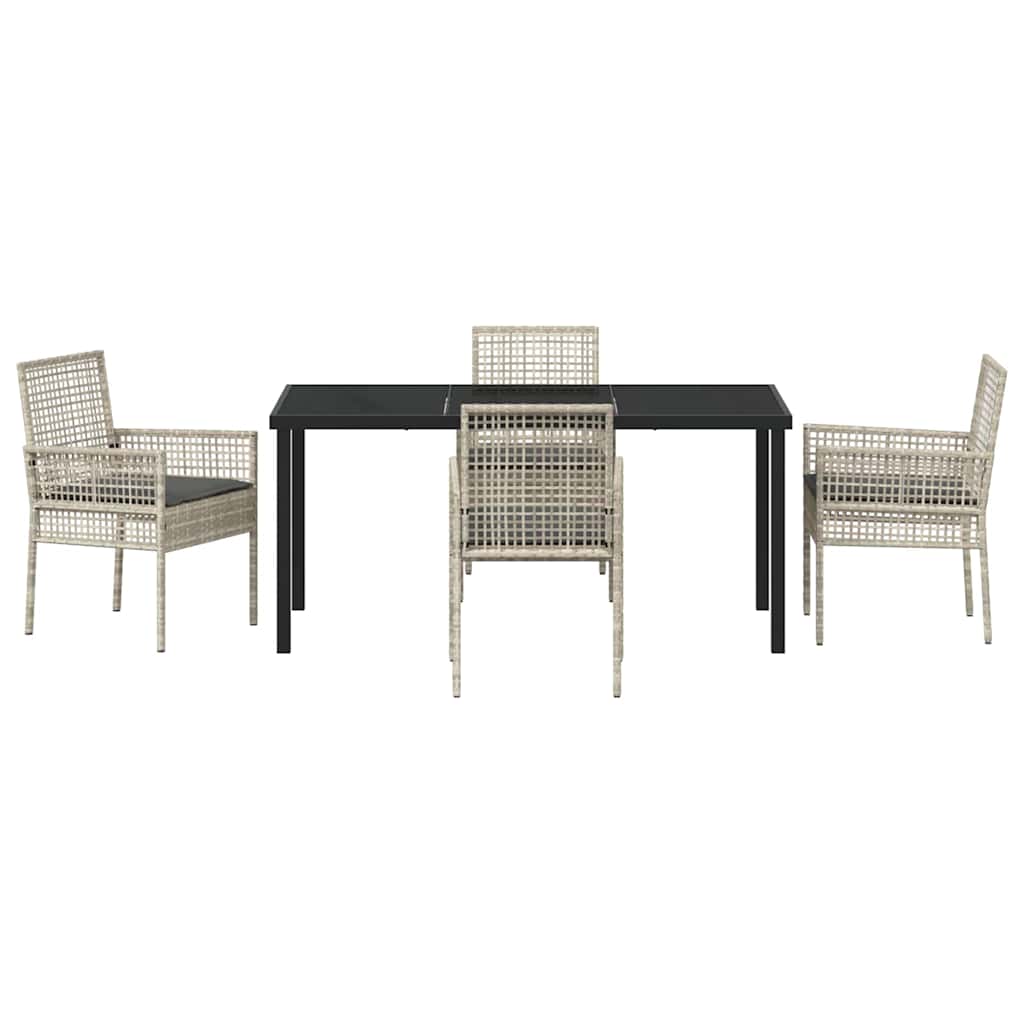 Have Spisebordssæt med pude 5 pcs Lysegrå polyrattan