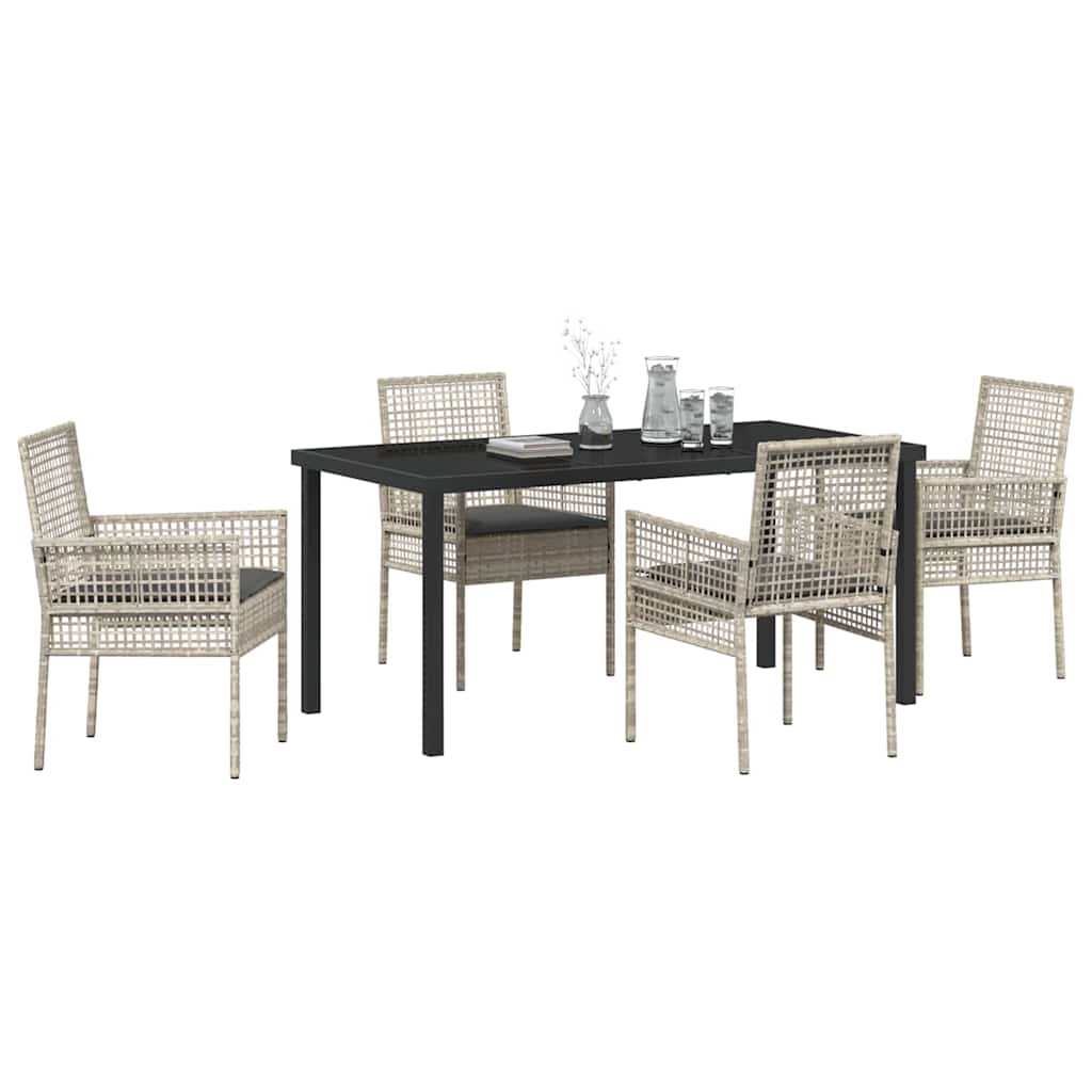 Have Spisebordssæt med pude 5 pcs Lysegrå polyrattan