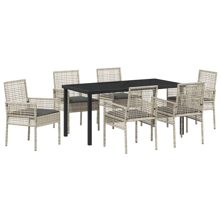 Have Spisebordssæt med pude 7 pcs Lysegrå polyrattan