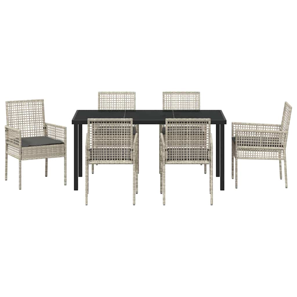 Have Spisebordssæt med pude 7 pcs Lysegrå polyrattan