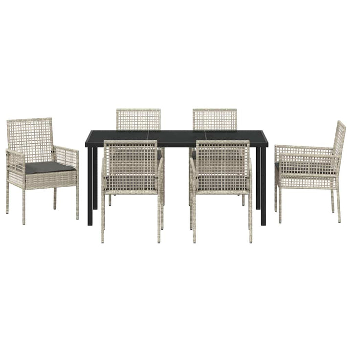Have Spisebordssæt med pude 7 pcs Lysegrå polyrattan