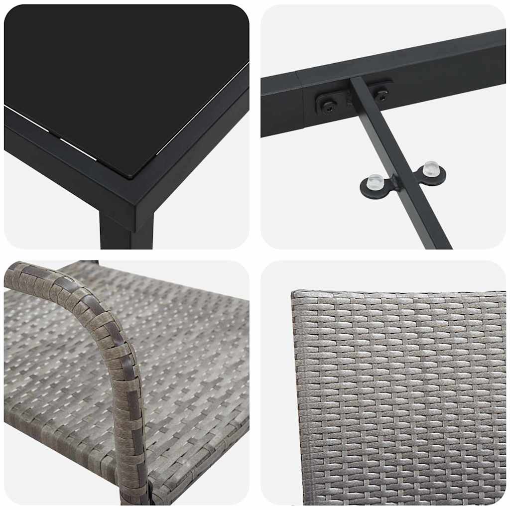 Have Spisebordssæt med pude 3 pcs Grå polyrattan