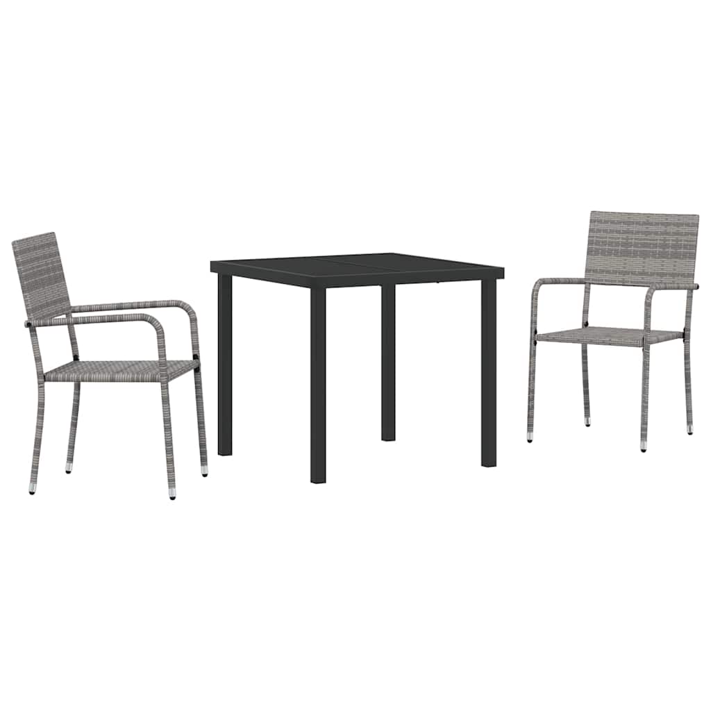 Have Spisebordssæt med pude 3 pcs Grå polyrattan