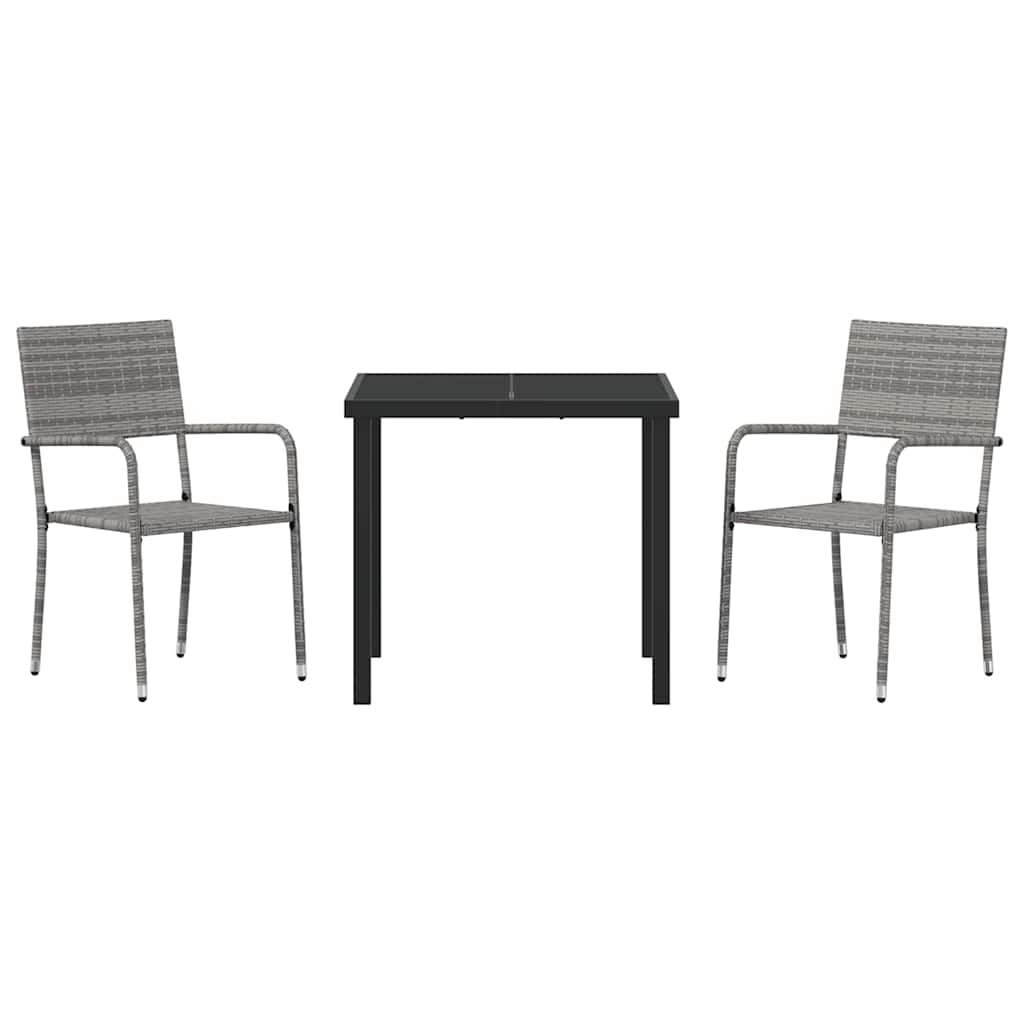 Have Spisebordssæt med pude 3 pcs Grå polyrattan
