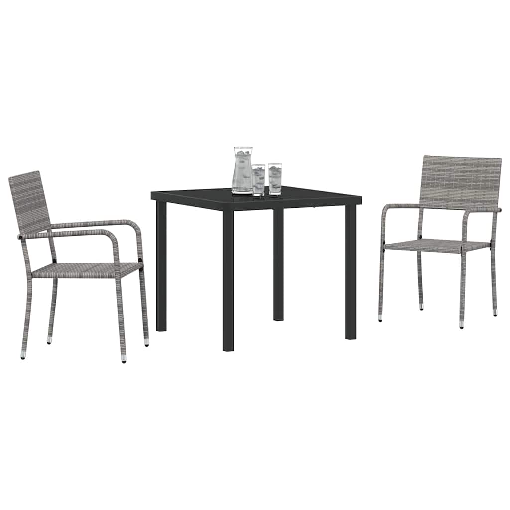 Have Spisebordssæt med pude 3 pcs Grå polyrattan