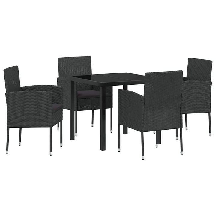 Have Spisebordssæt med pude 5 pcs Sort polyrattan