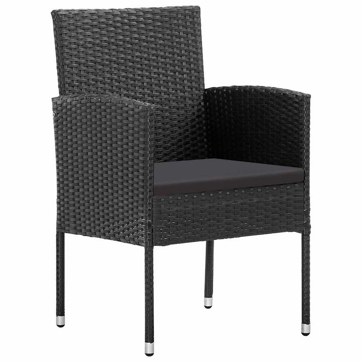 Have Spisebordssæt med pude 5 pcs Sort polyrattan