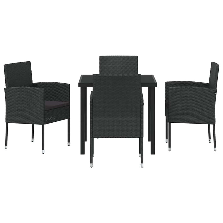 Have Spisebordssæt med pude 5 pcs Sort polyrattan