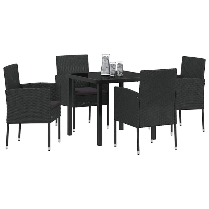 Have Spisebordssæt med pude 5 pcs Sort polyrattan