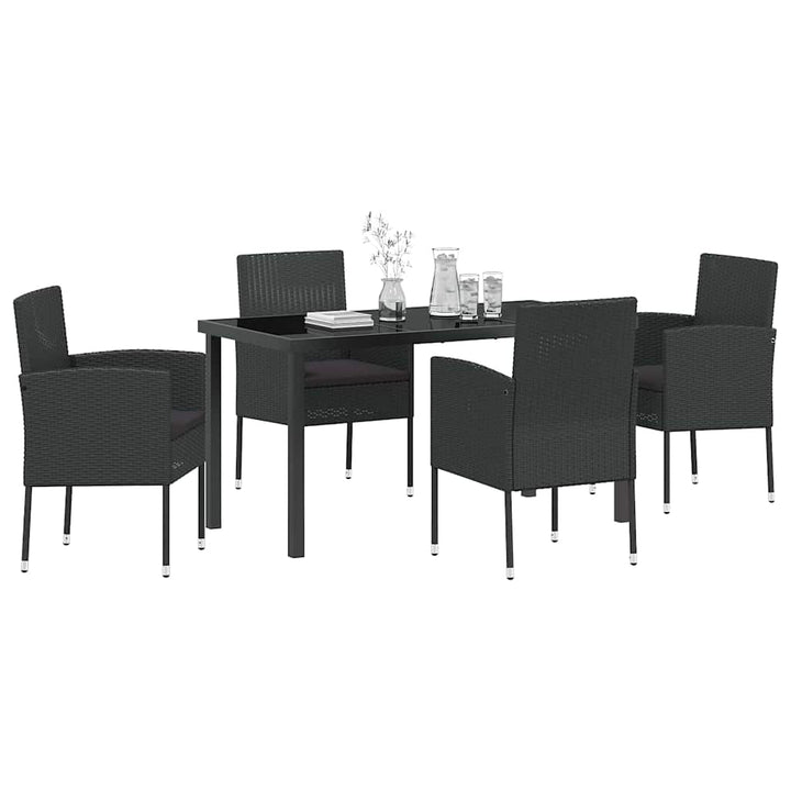 Have Spisebordssæt med pude 5 pcs Sort polyrattan