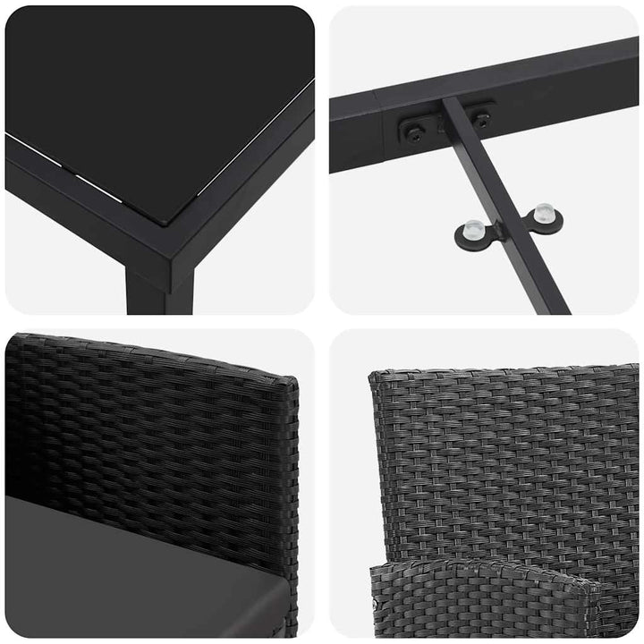 Have Spisebordssæt med pude 5 pcs Sort polyrattan