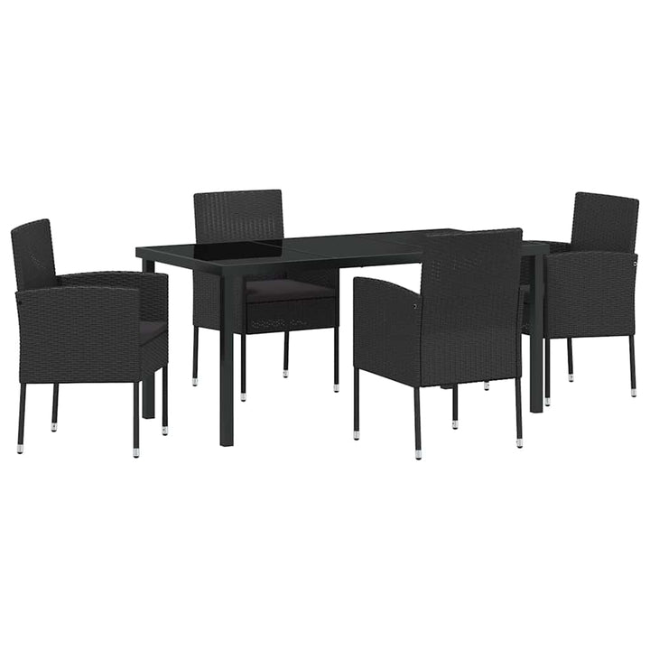 Have Spisebordssæt med pude 5 pcs Sort polyrattan