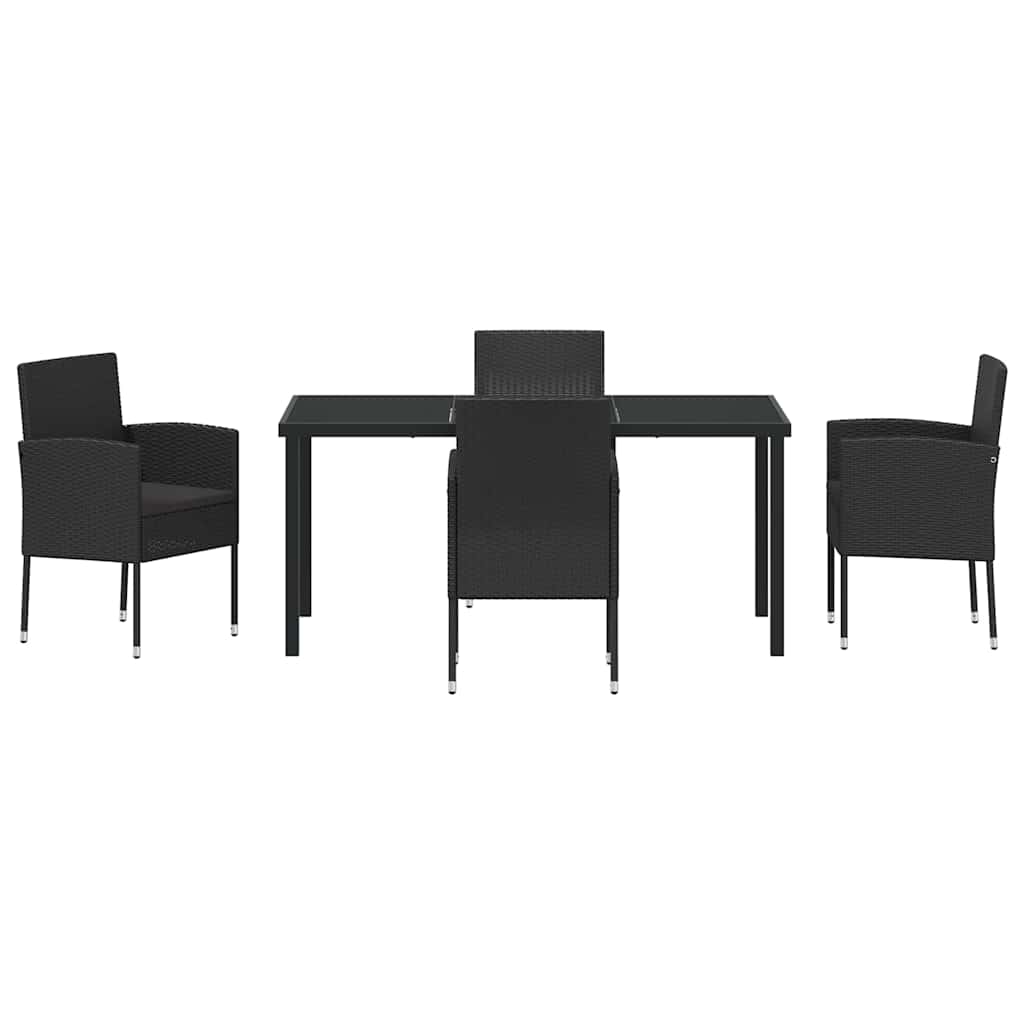 Have Spisebordssæt med pude 5 pcs Sort polyrattan