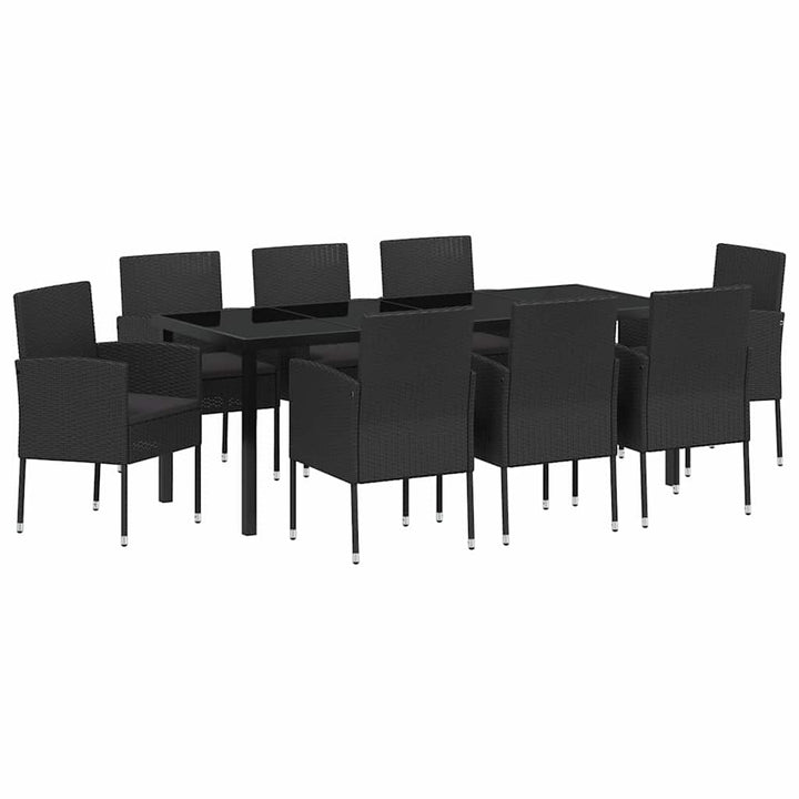 Have Spisebordssæt med pude 9 pcs Sort polyrattan