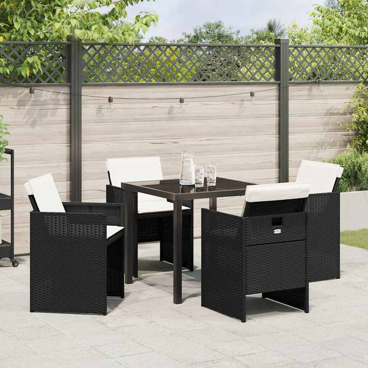 Have Spisebordssæt med pude 5 pcs Sort polyrattan