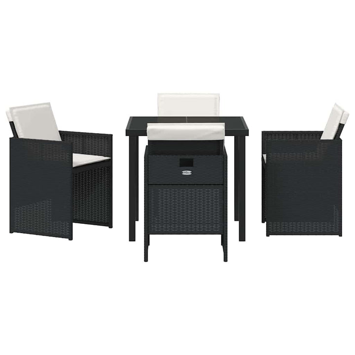 Have Spisebordssæt med pude 5 pcs Sort polyrattan