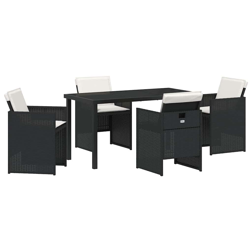 Have Spisebordssæt med pude 5 pcs Sort polyrattan