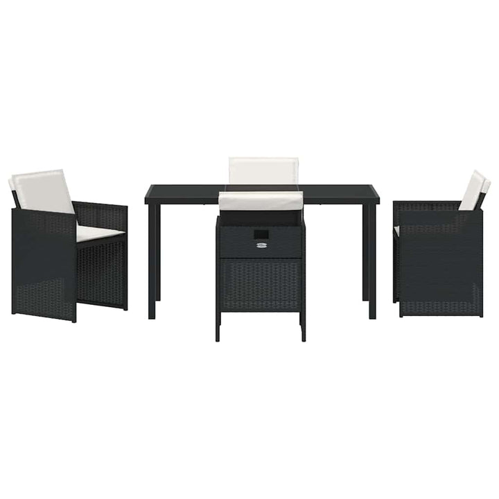 Have Spisebordssæt med pude 5 pcs Sort polyrattan