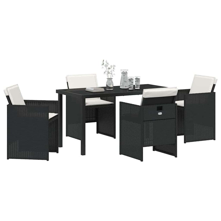 Have Spisebordssæt med pude 5 pcs Sort polyrattan