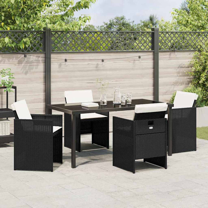 Have Spisebordssæt med pude 5 pcs Sort polyrattan